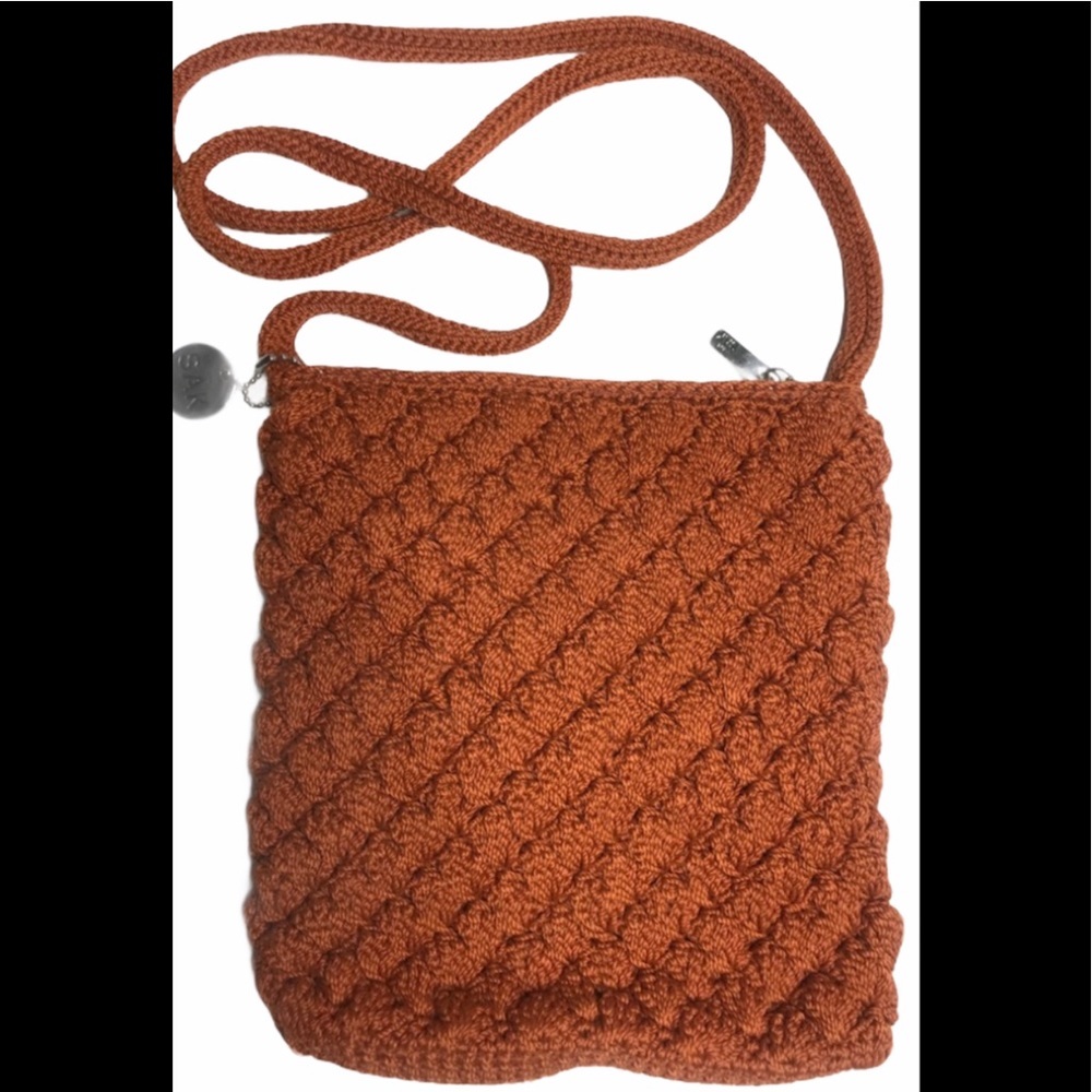 The Sak butterscotch popcorn crochet crossbody